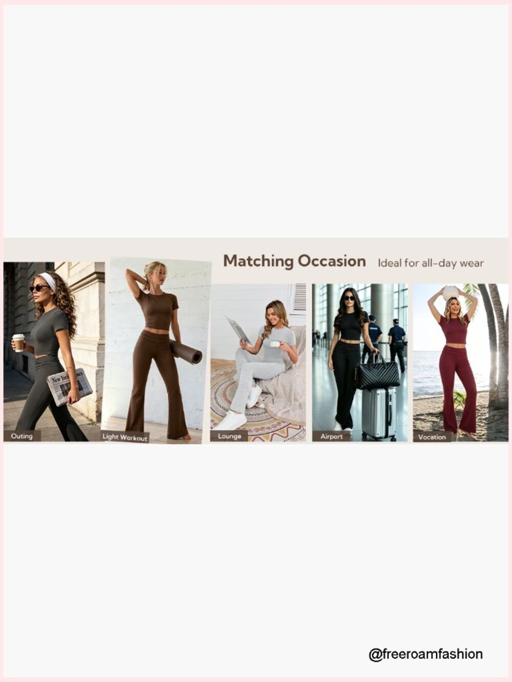 Two Piece Lounge Set - Crop Top & Flare Pants Travel Outfit - Picture 7 of 7
